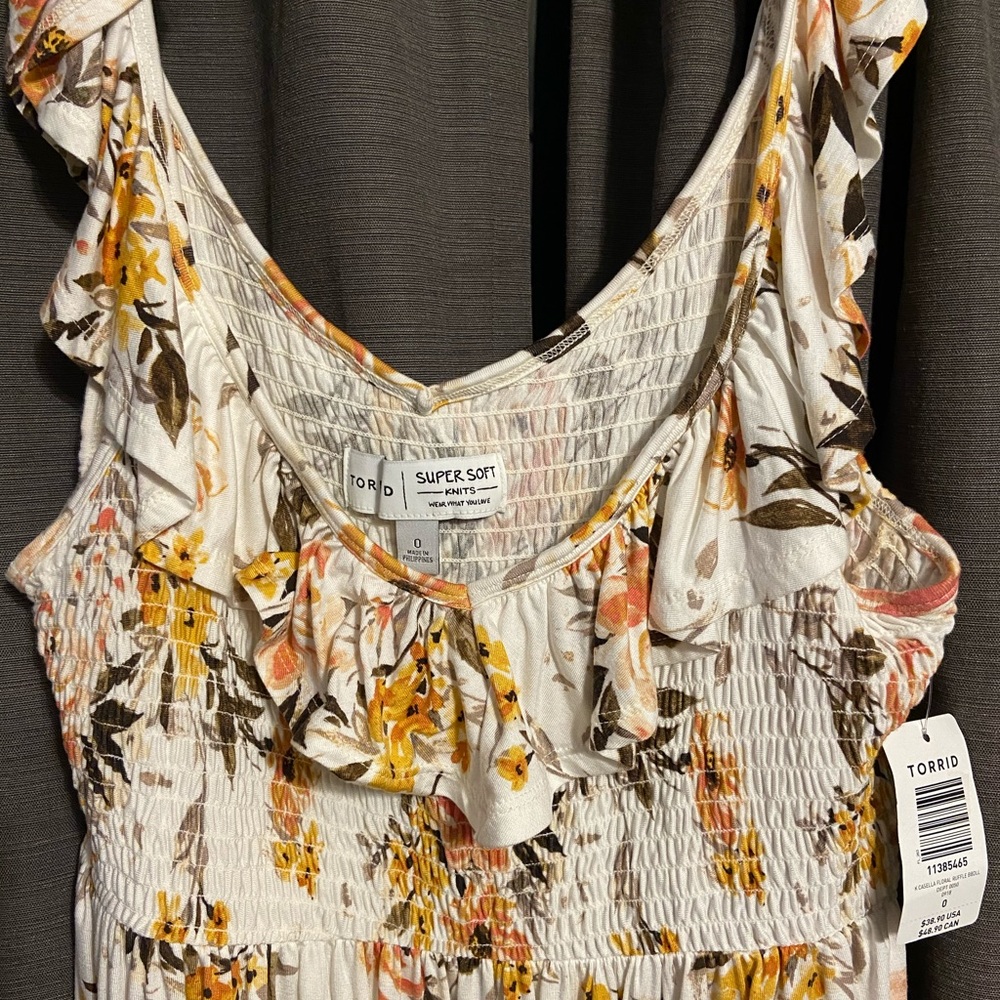 Torrid - floral ruffle babydoll top - size 12